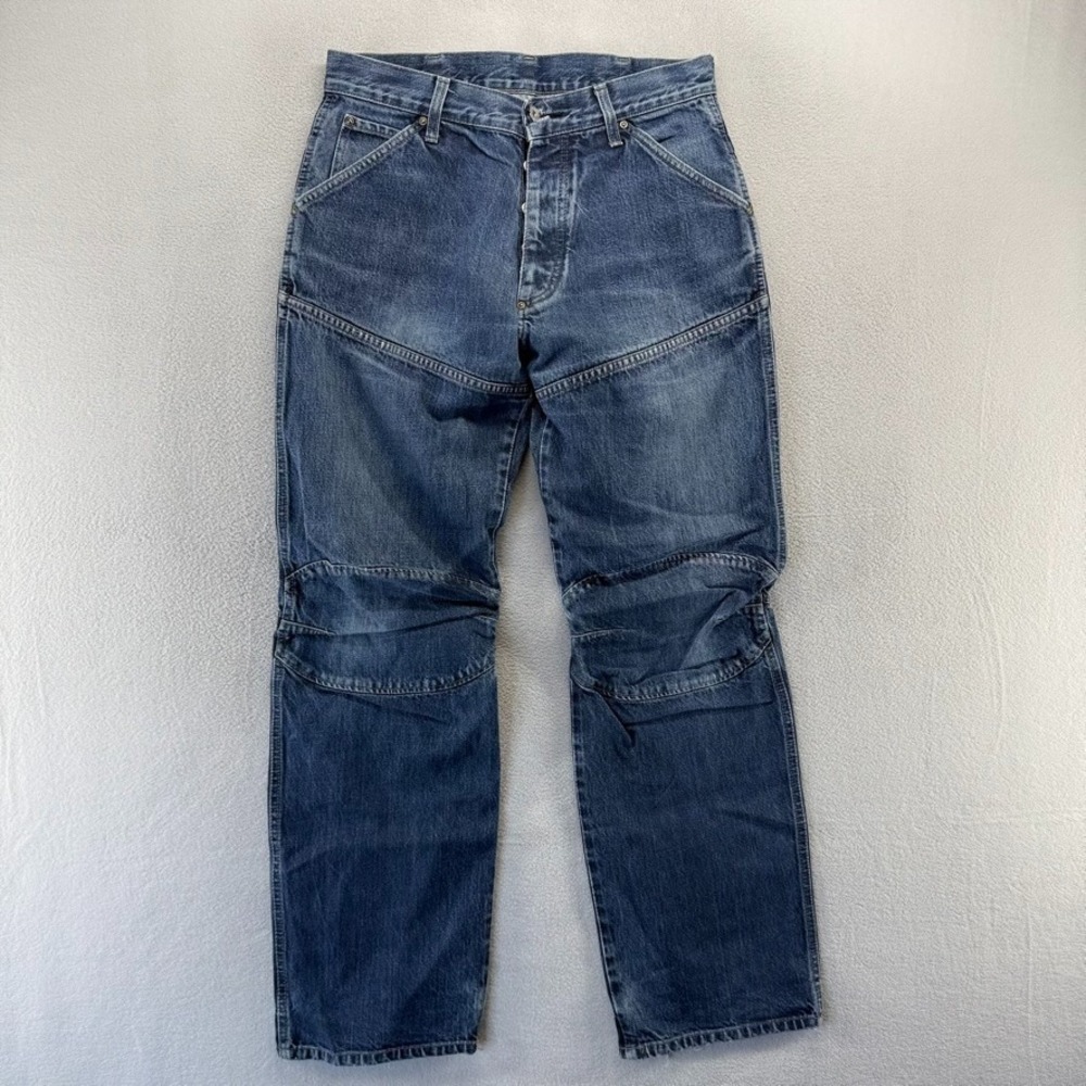 G Star Raw Jeans Men's 33x34 Fits 31x33 Blue Elwood Dark Wash Double Knee y2k
